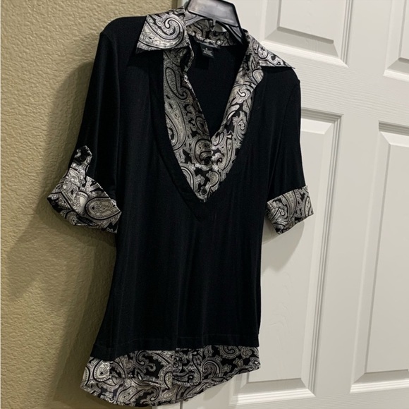 Willi Smith top blouse size S short sleeve polyester spandex - Picture 5 of 7